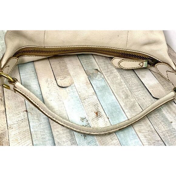 VINTAGE FOSSIL IVORY GENUINE LEATHER MEDIUM HOBO TOTE SHOULDER BAG HANDBAG PURSE - Picture 9 of 11